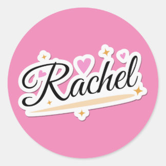 Rachel name cute design classic round sticker