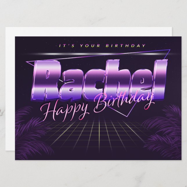 Rachel Name First name pura retro card Birthday (Front/Back)