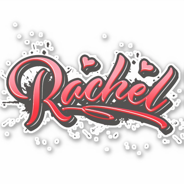 Rachel red Heart Graffiti Sticker (Front)