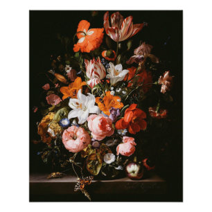 Rachel Ruysch - Flowers In A Glass Vase1704 Poster