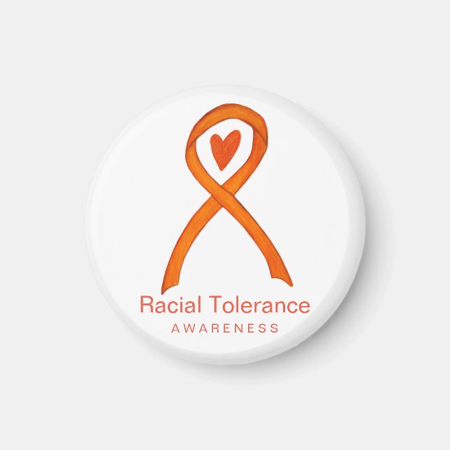 Racial Tolerance Awareness Ribbon Fridge Magnets (Front)