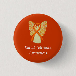 Racial Tolerance Orange Awareness Angel Ribbon Pin