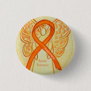 Racial Tolerance Orange Awareness Angel Ribbon Pin
