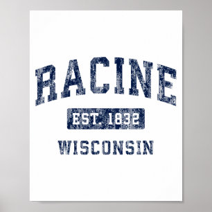Racine Wisconsin Wi Vintage Established Premium Tr Poster