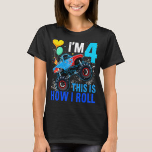 Racing 4th Birthday Boy Blaze Car 4 Years Old Mons T-Shirt