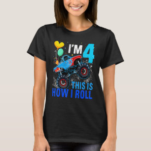 Racing 4th Birthday Boy Blaze Car 4 Years Old Mons T-Shirt