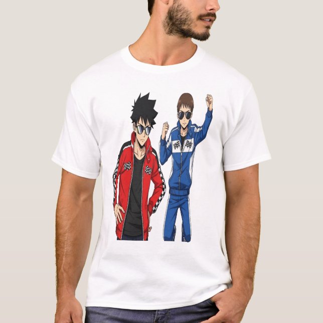 Racing Anime Style T-Shirt - Cool Streetwear  (Front)