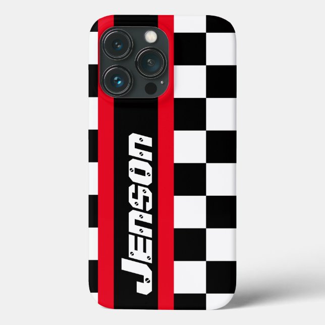 Racing auto sports chequered flag name  Case-Mate iPhone case (Back)