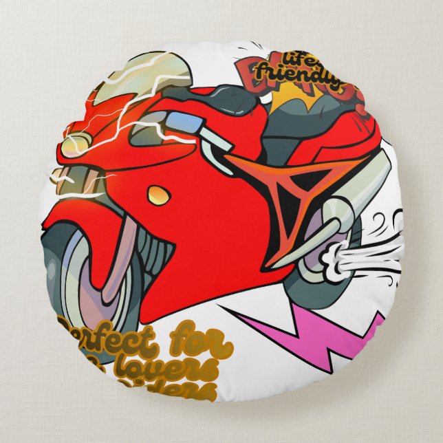  Racing Bike Art Speed Round Cushion (Front)