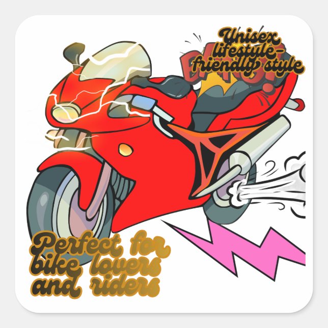 Racing Bike Art Speed Square Sticker (Front)
