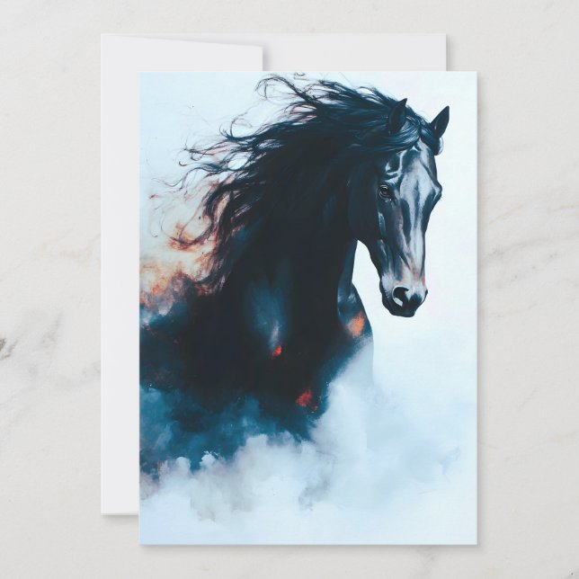  Racing Black Horse Portrait Minimalist Announcement (Front)