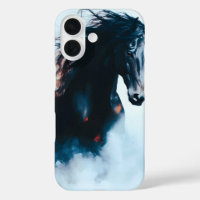 Racing Black Horse Portrait Minimalist