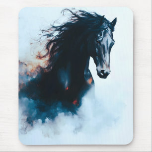 Racing Black Horse Portrait Minimalist Mouse Pad