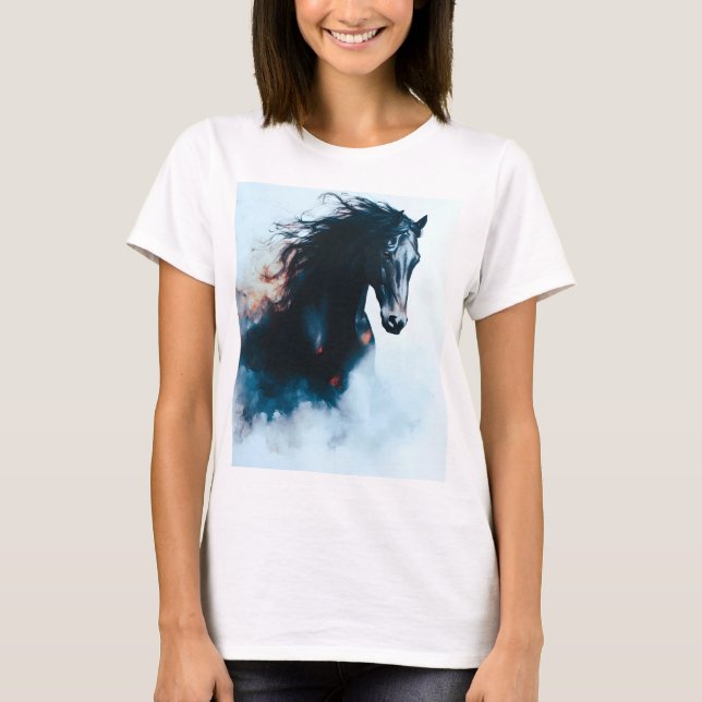  Racing Black Horse Portrait Minimalist T-Shirt (Front)
