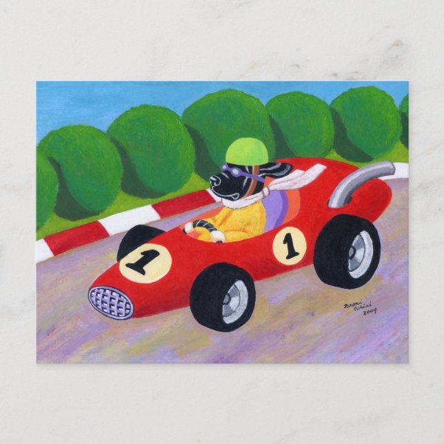 Racing Black Labrador Postcard (Front)