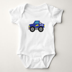 Racing Blue Monster Truck, for Baby Boys Bodysuit