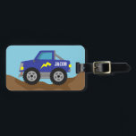 Racing Blue Monster Truck, for Boys Luggage Tag<br><div class="desc">A colourful and attractive luggage tag for boys to add to their school bags or luggage bags. It has a cool blue monster truck with a lighting icon on the side,  racing on the rocky terrain. Space on the truck for child name personalisation.</div>