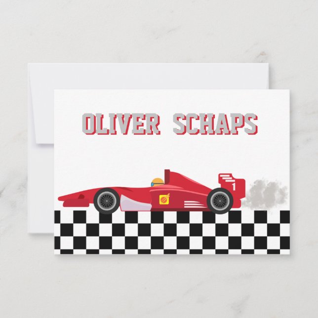 Racing Boys Thank You Note Card (Front)