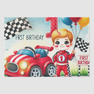 Racing Car 1st Birthday Boy Watercolor Kids Tissue Paper