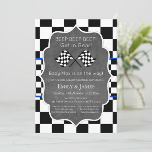 Racing Car Baby Shower Invitation, Birthday Invita Invitation