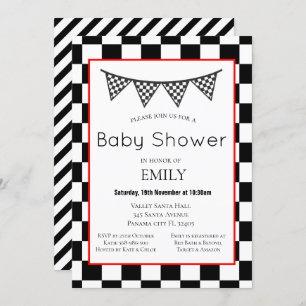 Racing Car Baby Shower Invitation, Birthday Invitation