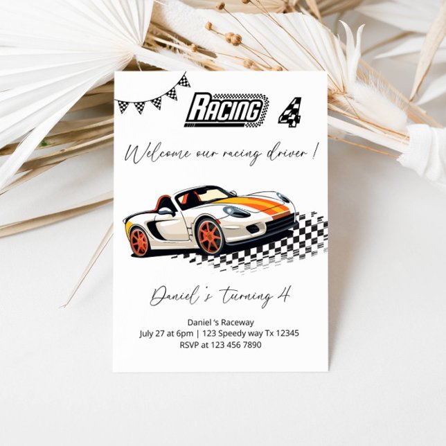 🏁 Racing Car Birthday I Speed into Fun! Invitation (Creator Uploaded)