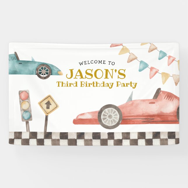Racing Car Birthday Large Banner (Horizontal)
