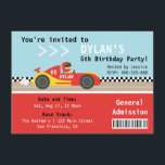Racing Car, Birthday Party, Boys Admission Ticket Invitation<br><div class="desc">Does your son loves racing, motor sports events or toy racing cars? Why not organise a race themed birthday party for him which is going to be memorable and lots of fun not just for him but for children guests too! This colourful and cute invitation is perfect for a racing...</div>