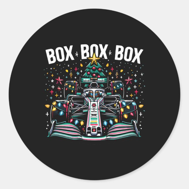 Racing Car Box Box Box Radio Call Fun Christmas Tr Classic Round Sticker (Front)