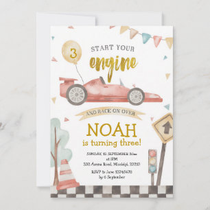 Racing Car Boy Birthday Invitation