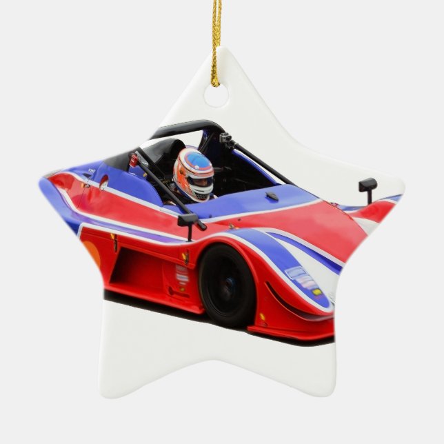 racing car ceramic tree decoration (Front)