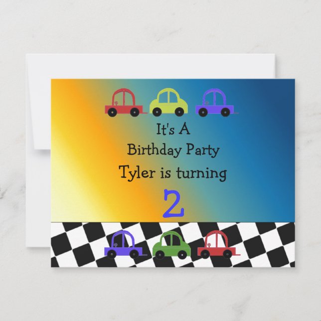 Racing Car Chequered Border Birthday Invitation (Front)