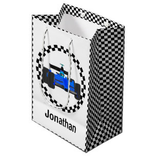 Racing Car Chequered Pattern Gift Bag