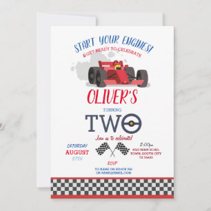 Racing Car Driver Four Trip Track 4th Birthday Invitation