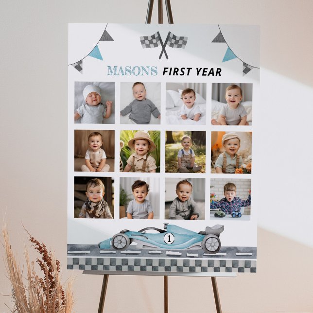 Racing Car First Birthday Party Milestone Sign (Creator Uploaded)