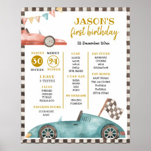 Racing Car First Birthday Sign