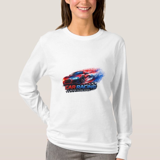 Racing Car Graphic Long Sleeve Shirt – Bold Speed  (Front)