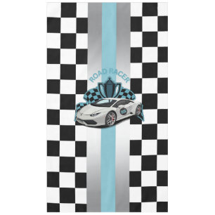 Racing car green, black & white tablecloth