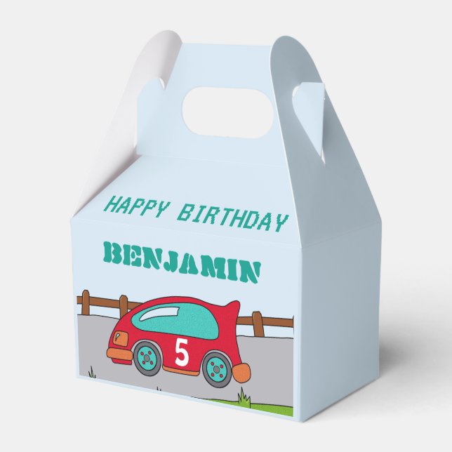Racing Car Happy Birthday Favour Box (Front Side)