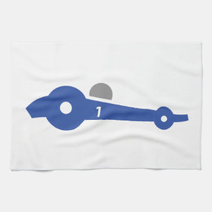 Racing car illustration printed on t-shirts tea towel