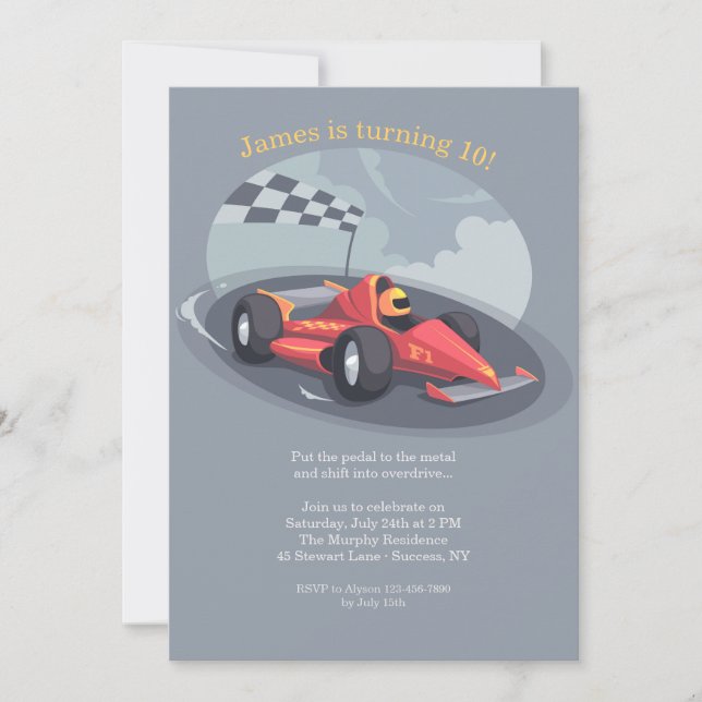 Racing Car Invitation (Front)