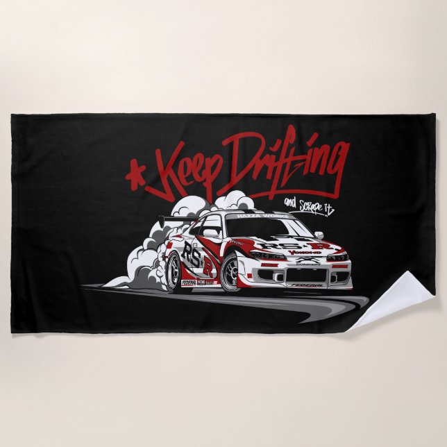 RACING CAR KEEP DRIFTING AND SCRAPE IT! BEACH TOWEL (Front)