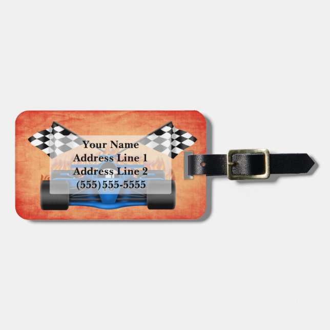 Racing Car Luggage Tag (Front Horizontal)