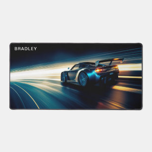 Racing Car Modern Custom Personalised Name Desk Mat