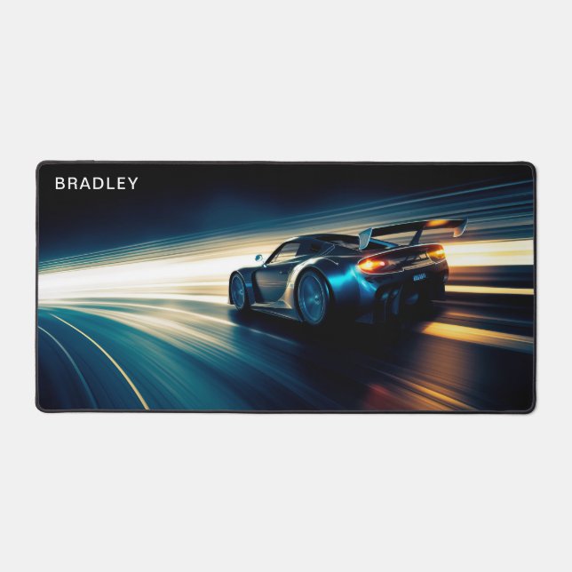 Racing Car Modern Custom Personalised Name Desk Mat (Front)