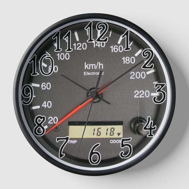 Racing car Odometer design Wall Clock (Front)