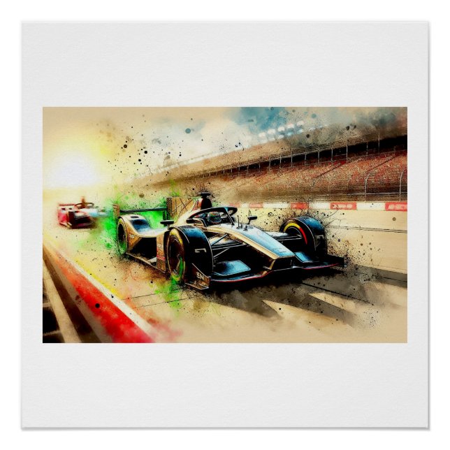 Racing Car on Speed Track,  Poster (Front)
