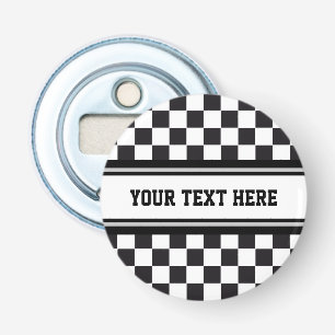 Racing Car Pattern + text & your background color Bottle Opener
