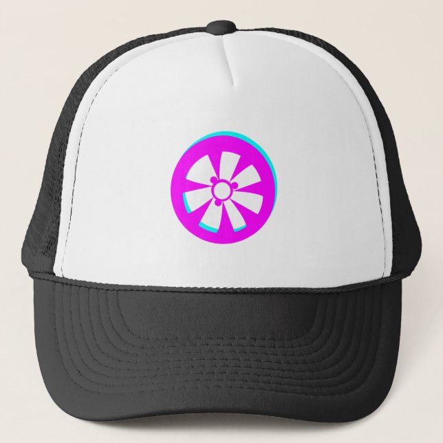 Racing Car Rim Neon Pink Black Car   Trucker Hat (Front)