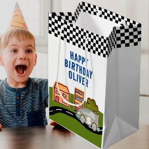 Racing Car Road House Name Happy Birthday Medium Gift Bag